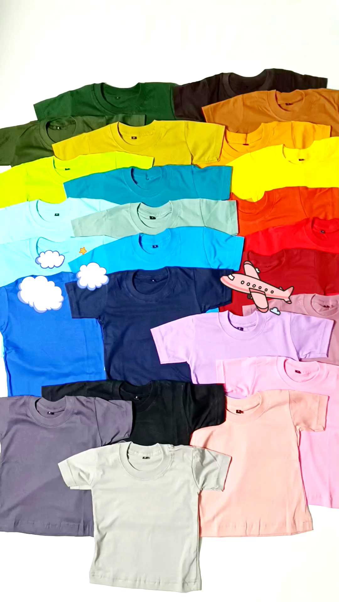 100Ribu Dapat 10pcs Kaos Anak Combed 30s Premium umur 1-2 Tahun