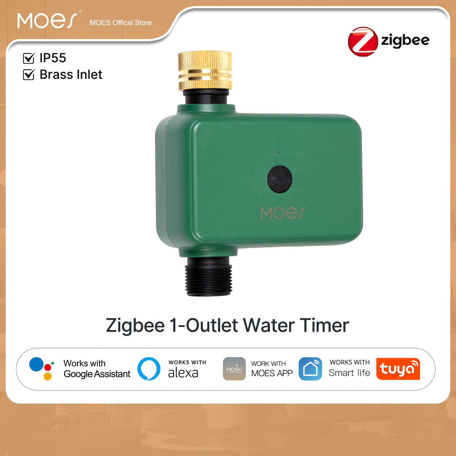 MOES Tuya ZigBee Water Timer Garden Sprinkler Filter Brass Inlet Programmable Automatic Drip Irrigation Via Alexa Google Home ราคา 1,129 บาท*ส่งฟรี