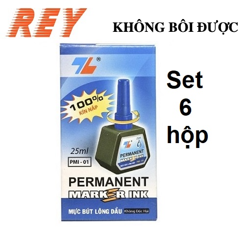 Lốc 6 lọ mực bơm bút lông dầu pmi-01 không xóa được thiên long