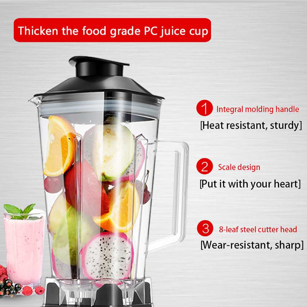 (Malaysia Plug) 2L 2200W Professional Smart Timer Food Blender Mixer Free Juicer Food Processor Ice Smoothies