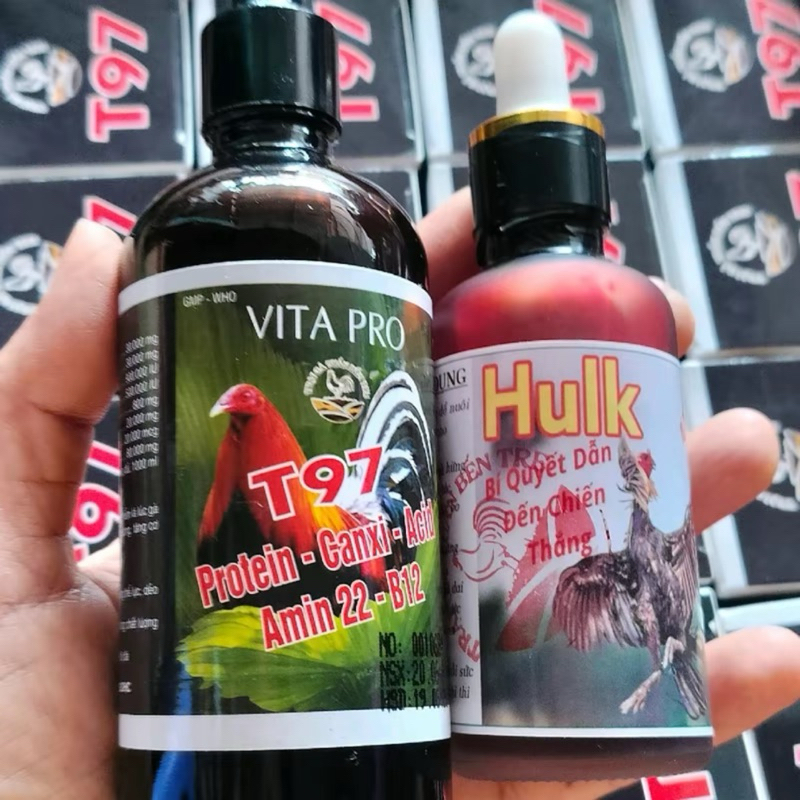 [TRẠI GÀ TUẤN BẾN TRE] Bộ đôi Thuốc nuôi đá T97 & Hulk dành cho gà vào chế độ