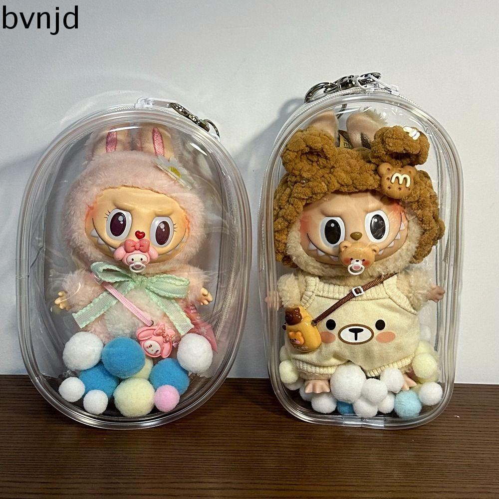 BVNJD Túi trong suốt đựng labubu Có móc khóa Túi đựng búp bê thời gian labubu Chống bụi Trong suốt Búi búp bê thời gian labubu Phụ kiện đồ chơi Di động Túi trưng bày thời gian labubu Phụ kiện búp bê cotton