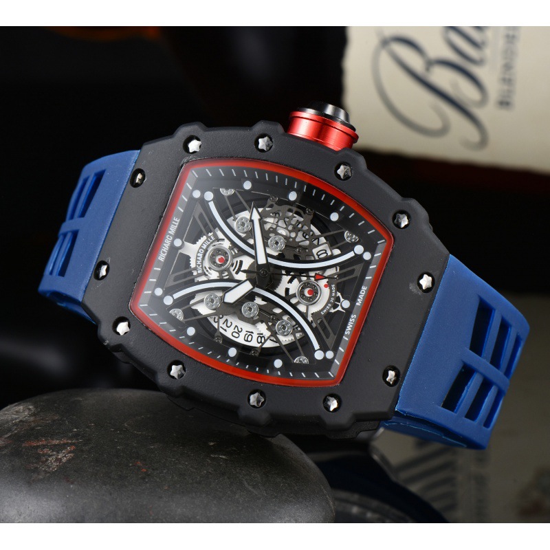⌚ 2024 Men's Rubber Band 3-Pin Second Quartz Running Ghost Head Richard Watch