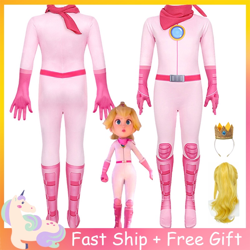 Adult Princess Peach Costume Women Cosplay Party Halloween Masquerade Dress  Up Clothing for Women Pink Fancy Dress