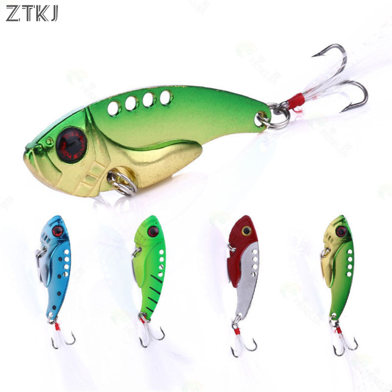  6Pcs Hard Metal Wobble Fish Lures Spoon Lure Feather