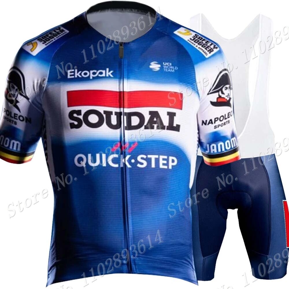 【100%-original】 Soudal Quick Step Team 2024 Cycling Jersey Set Short Sleeve Clothing Road Bike Shirts Suit Bib Shorts Mtb Ropa