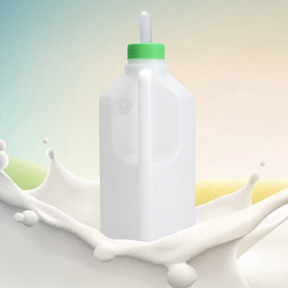 Jeffergarden 850ml nhựa trắng gia súc bê cừu nước cho ăn sữa Silicone tự nhiên núm vú dày xử lý vòi phun chai