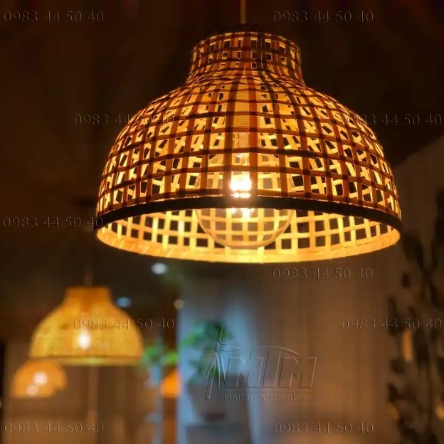 Đèn tre lọ mực mtdt42 - đèn mây tre, đèn trang trí, đèn treo thả