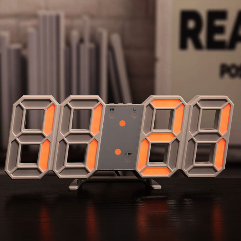 Đồng Hồ LED Để Bàn Treo Tường 3D Smart Clock Tích Hợp Báo Thức Hiển Thị Nhiệt Độ Cảm Biến Âm Thanh