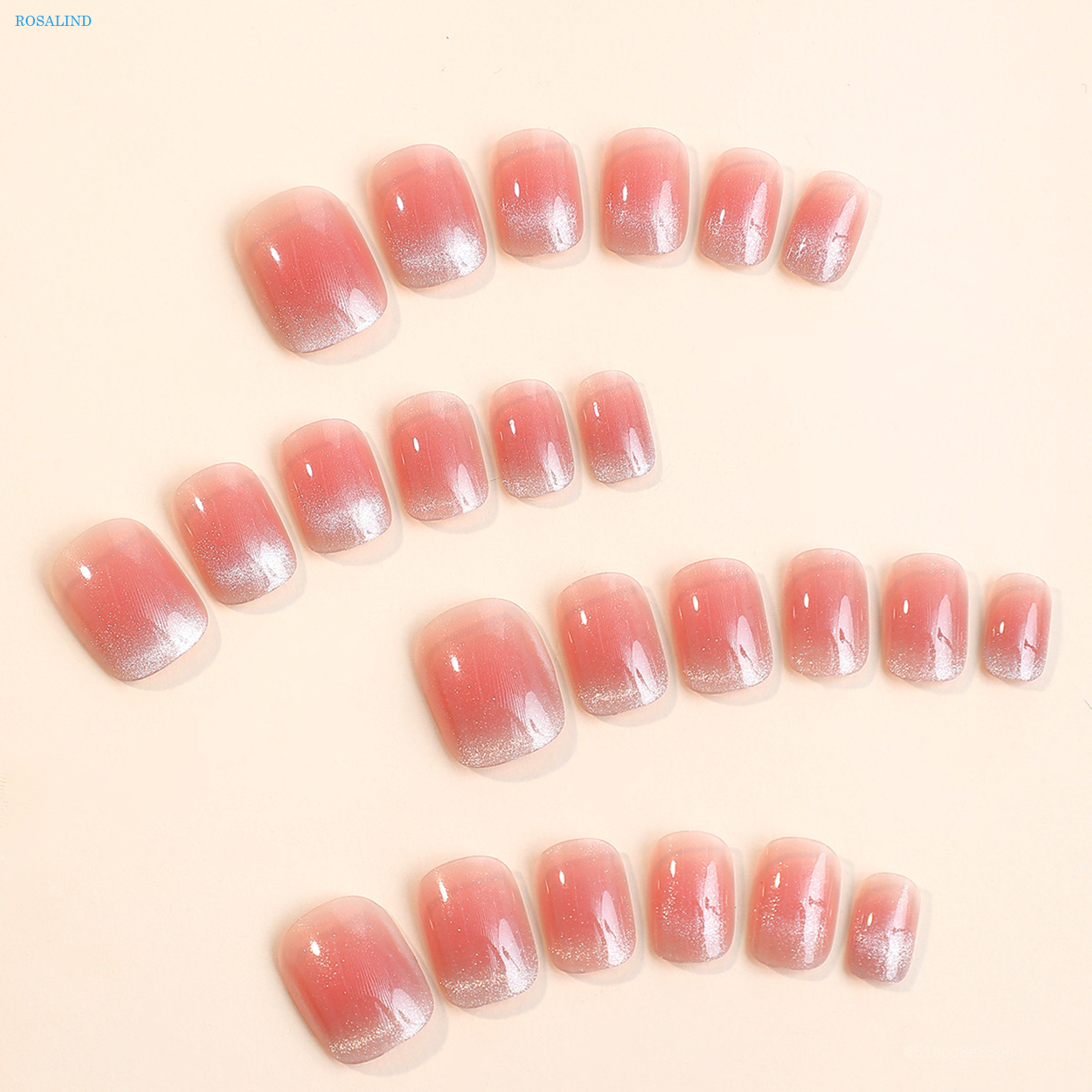 Rosalind Pink Translucent Shiny False Nails Popular Durable Press