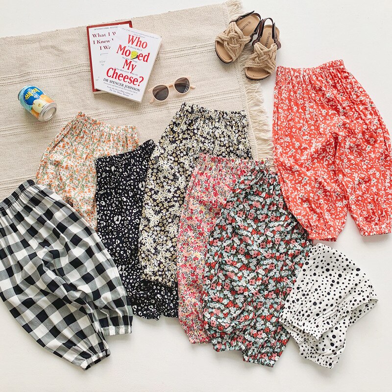Amazhiyu Girls Flower Print Pant Toddler Kid Baby Clothes Summer Thin Casual Loose Floral Sweet Stretch Cotton Trousers WTP28