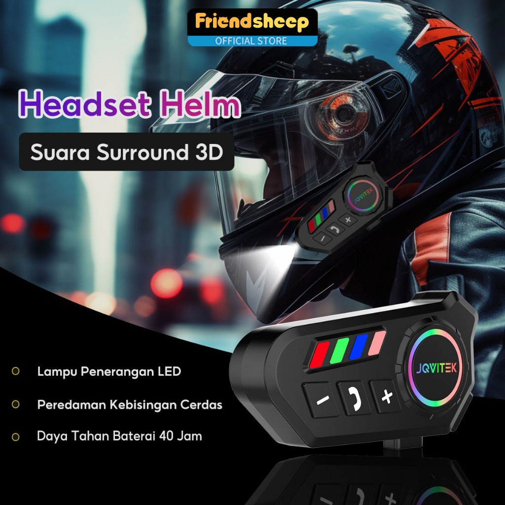 Intercom Motorcycle Helmet Bluetooth K06A 5.4 Flash LED Waterproof Helm Motor Headset Helm Bluetooth Hands Free IPX7 Tahan Include Microphone Harga 99,000 rupiah*Gratis Ongkir