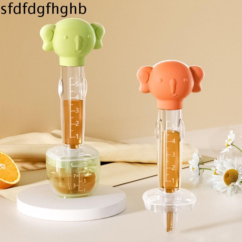 SFDFD 5Pcs/Set Dễ thương Bình cho thuốc cho bé An toàn Hình dạng hoạt hình Bình cho thuốc nhỏ giọt cho trẻ sơ sinh Di động với cốc đong Ống nhỏ giọt thuốc cho bé Thiết bị chăm sóc em bé