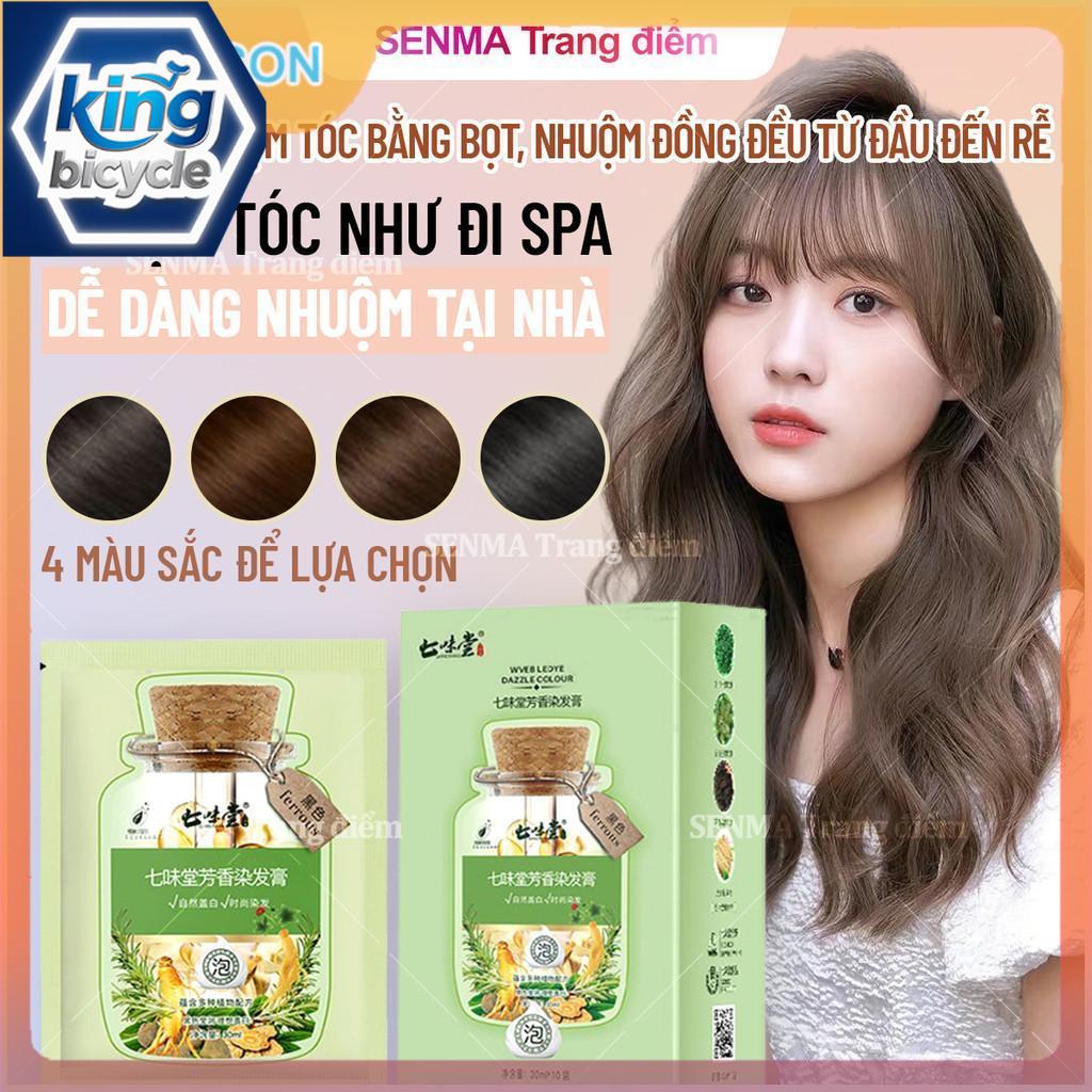 🌳🌳 (Hiệu quả tốt)Dầu Gội Màu Tóc Thảo Dược 1 Hộp/10Gói 300ml,Tóc nhuộm đơn giản,không phai màu lâu dài