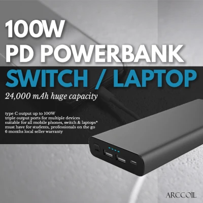 Arccoil 100W 24000mAh C35 Power Bank for Macbook Pro Laptop Nintendo Switch Mobile Phones