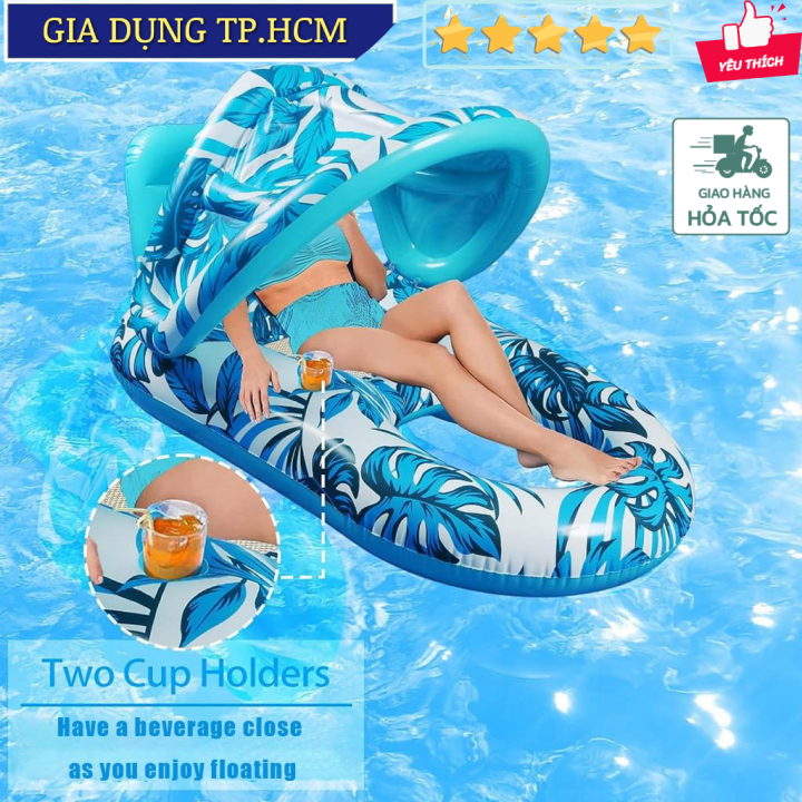 TonyDecor - Ghế Nổi Bơm Hơi Có Mái Che PVC Pool Lounge Float with Canopy