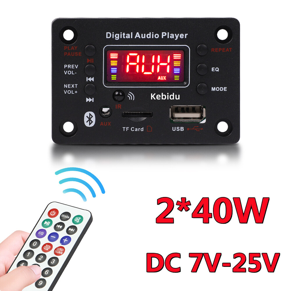 Bluetooth 5.0 bảng giải mã 2*40w dc 7-25v mp3 fm đài phát thanh micrô ghi âm chức năng không có bộ khuếch đại