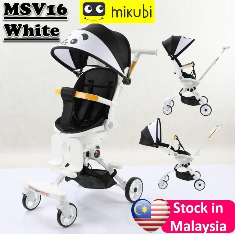 Mikubi (MSV16) Kerusi Dorong Bayi 2 Cara dengan Penjelmaan 360 Darjah dan Penyelenggaraan 175 Darjah Hitam-2way stroller