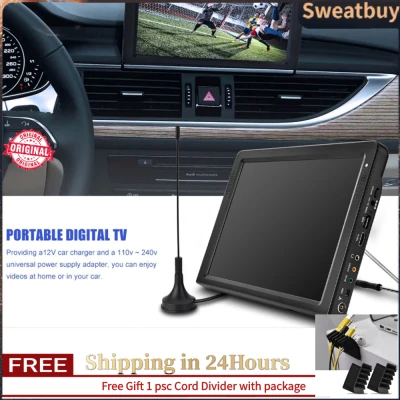 【Best Seller Sweatbuy】12 Inches DVB-T-T2 16:9 Portable TFT-LED HD Digital Analog Color TV Television Player UK Plug - intl