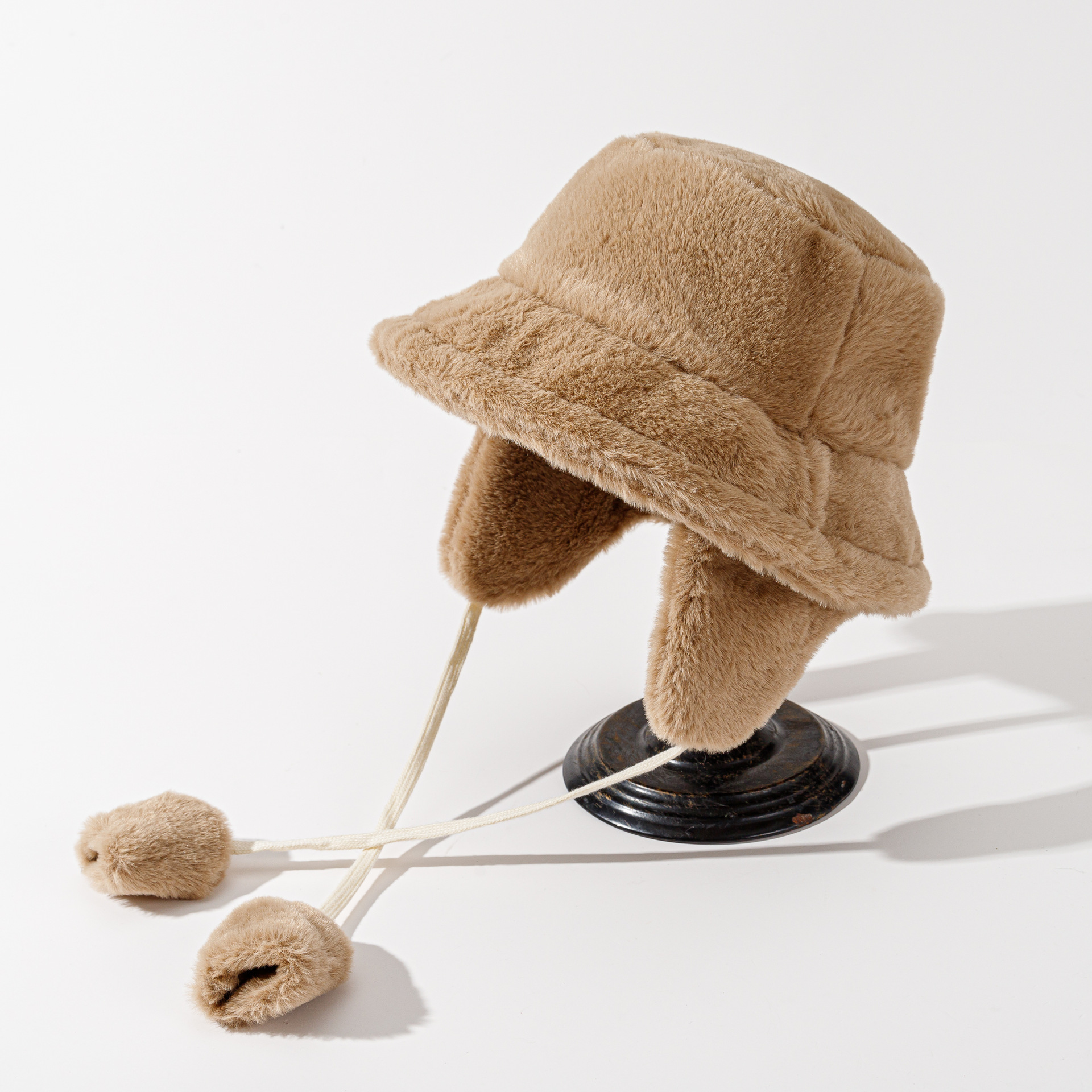 Lace-up Fisherman hat Cozy 56-58cm Thickened Panama hat Short eave Warm Winter hat for Outdoor activities Winter sports Traveling Daily wear Winter fashion