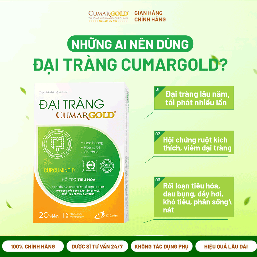 Viên uống đại tràng cumargold - thảo dượᴄ dành cho người viêm đại tràng từ nano curcumin, 30 viên - cmt01