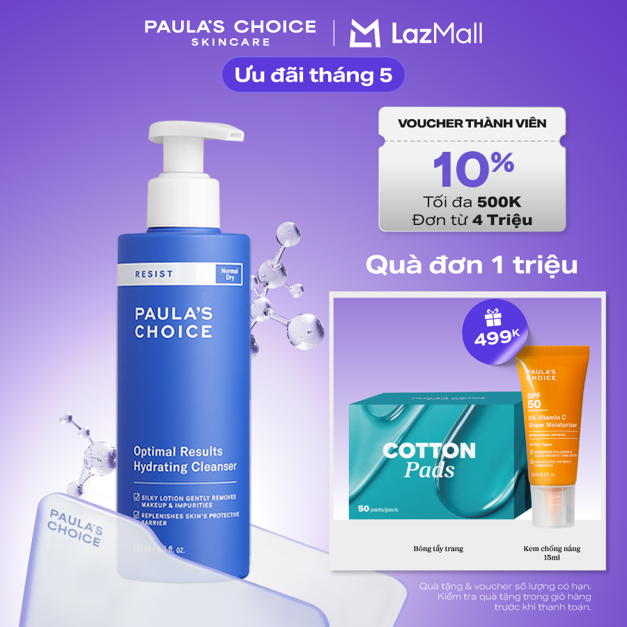 Sữa rửa mặt không xà phòng dưỡng ẩm hiệu quả tối ưu Paula’s Choice RESIST Optimal Results Hydrating Cleanser 7600