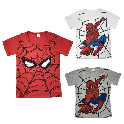 Ciaoxlinyoung Kids Boys Superhero SpiderheroT Shirt Summer Short Sleeve Superman Batman Cotton Tee Tops Red / White / Grey Spidermen