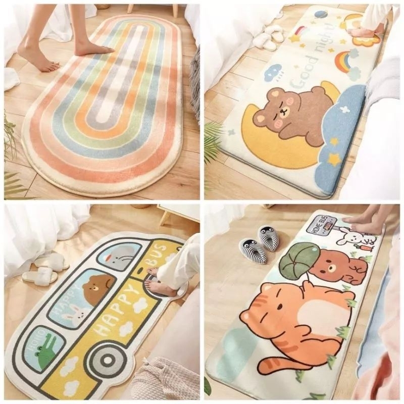 Thảm chùi chân thảm phòng ngủ lông cừu chống trượt hàng nhập khẩu cao cấp hình thú họa tiết đáng yêu kích thước 50*120cm