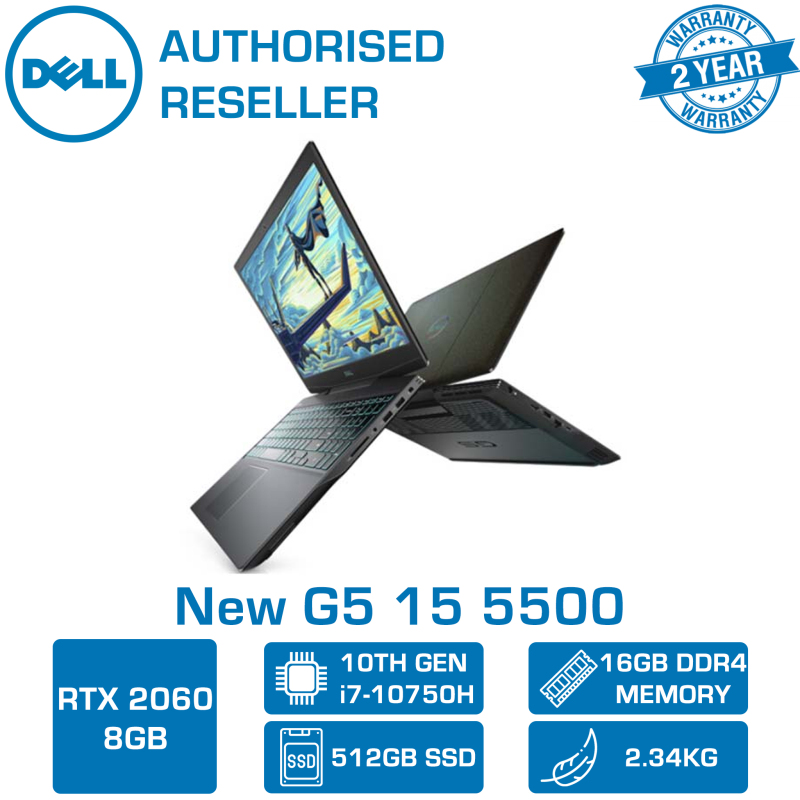 【DELIVERY IN 24 HOURS】 DELL New G5 15 5500 Gaming Laptop 5500-107156GL-2060 | 15.6 FHD 300nits WVA AG Display | Intel Core i7-10750H | 16GB DDR4 RAM | 512GB M.2 NVMe SSD | RTX 2060 8GB GDDR6 | 2yr Premium Support + 1yr Lojack | WIN 10 Home