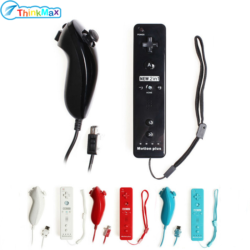 2 in 1 Wireless Remote Controller + Nunchuck Controller with Silicone Case Built In Precision Device for Nintendo Wii Game Console ราคา 466 บาท*ส่งฟรี