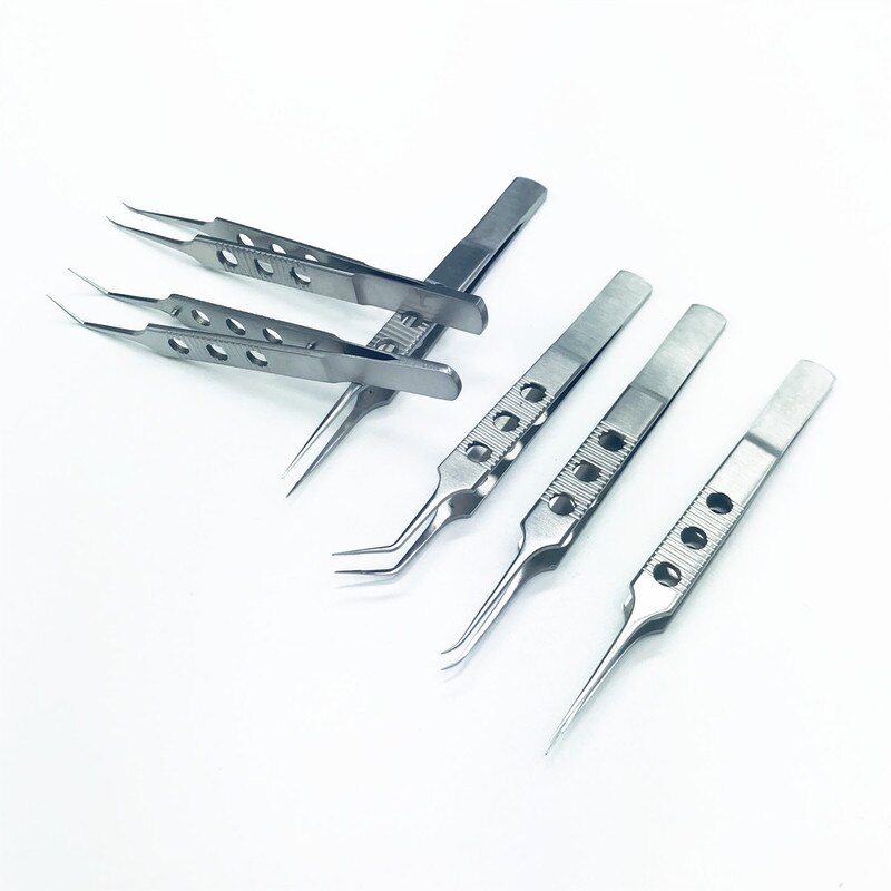 Ophthalmic Tweezers Stainless Steel Dovetailed Tweezers Platforms 10.5CM Ophthalmic Fure Hair Planting Micros Forceps 1Pcs