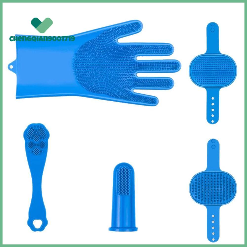 INSIGHT Silicone Bộ dụng cụ chải lông chó mèo 5 trong 1 Công thái học Găng tay tẩy lông Bền Không độc hại Găng tay vệ sinh cho thú cưng Tắm