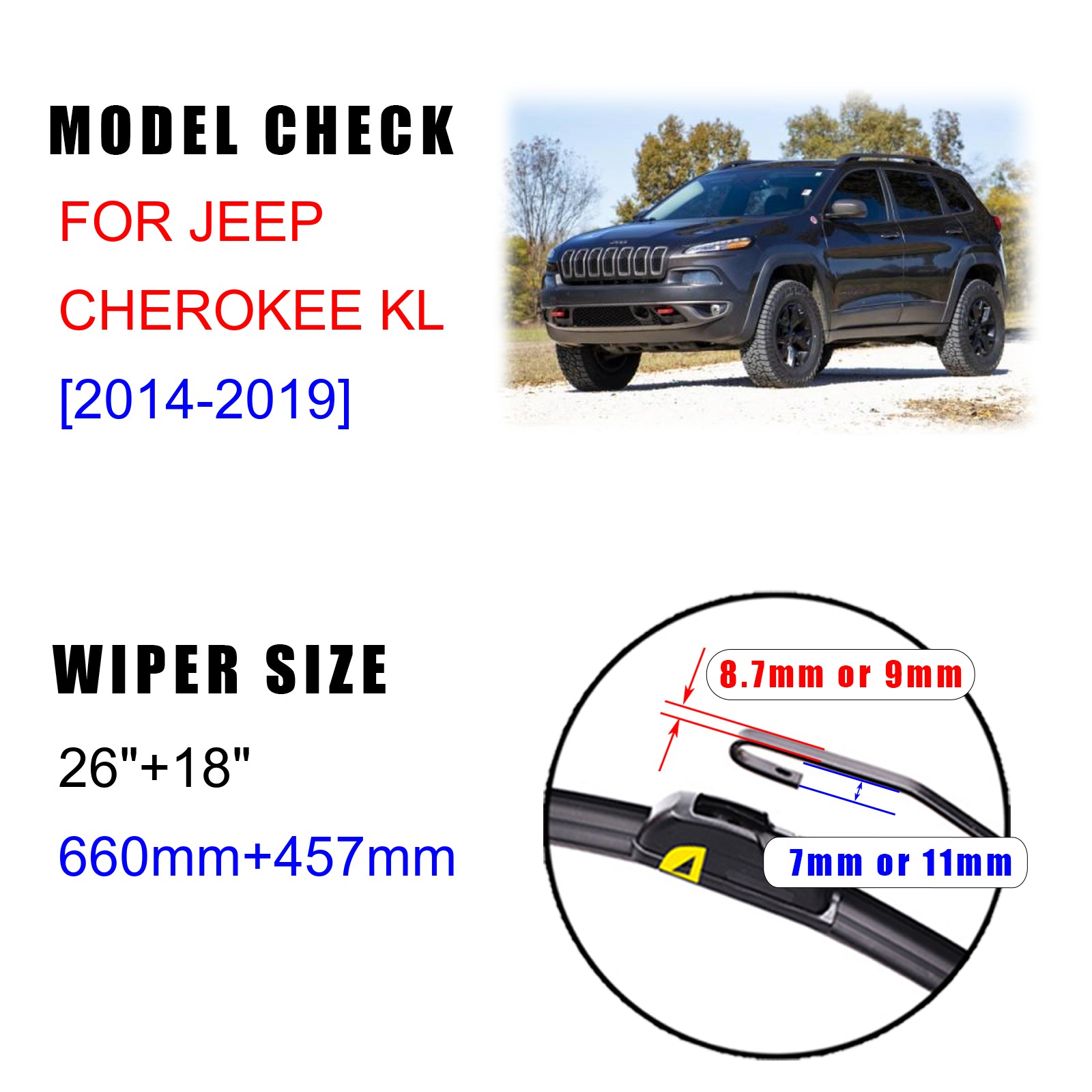 For Jeep Cherokee Kl 2014 2015 2016 2017 2018 2019 Front Wiper Blades Brushes Cutter Accessories U J Hook