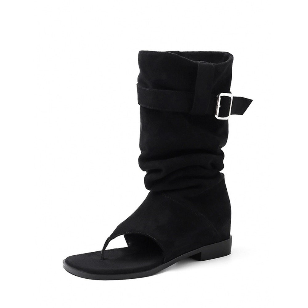 CROSSTIME Nhà thiết kế Giày sandal nữ Thời trang Y2K Gothic Giày cao đến đầu gối Thường ngày Da lộn Giày boot hở mũi Giày dép - 3