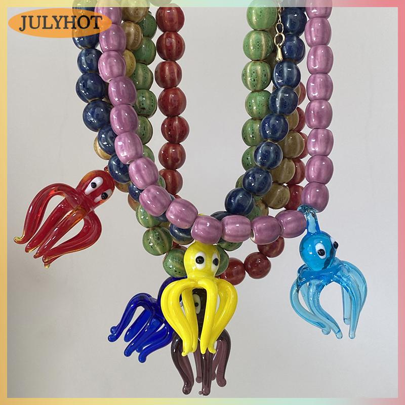 JULYHOT สร้อยคอจี้ปลาหมึกลูกปัดแก้วทำด้วยมือดีไซน์เฉพาะสำหรับเป็นของขวัญในวันหยุดสไตล์โบฮีเมียนในฤดูร้อน ราคา 227 บาท*ส่งฟรี