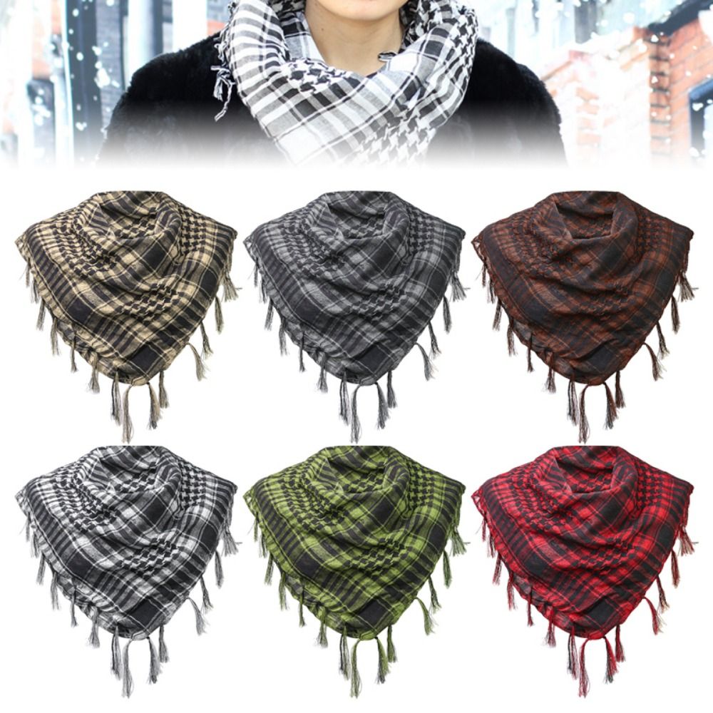 SUBURBAN 1Pcs Khăn Bandana palestine Khăn quàng cổ hồi giáo Polyester 95x95cm Khăn quấn cổ vuông Khăn xếp Ả Rập hijab Polyester Trang phục truyền thống hồi giáo Khăn Choàng Kẻ Sọc Người lớn