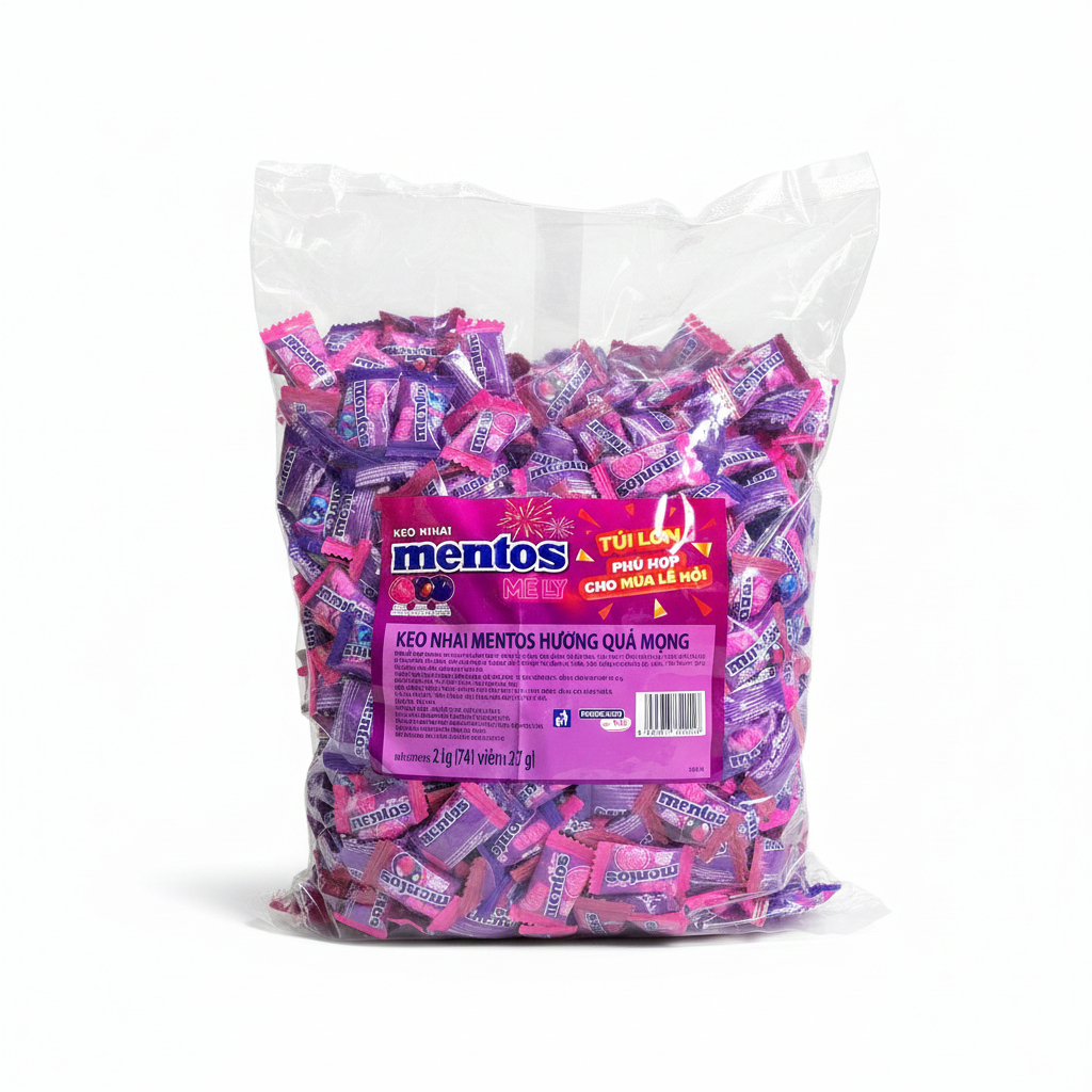 Kẹo Nhai Mentos Hương Quả Mọng 500G - Kẹo Mentos phiên bản mới - Bánh kẹo Tết ăn vặt