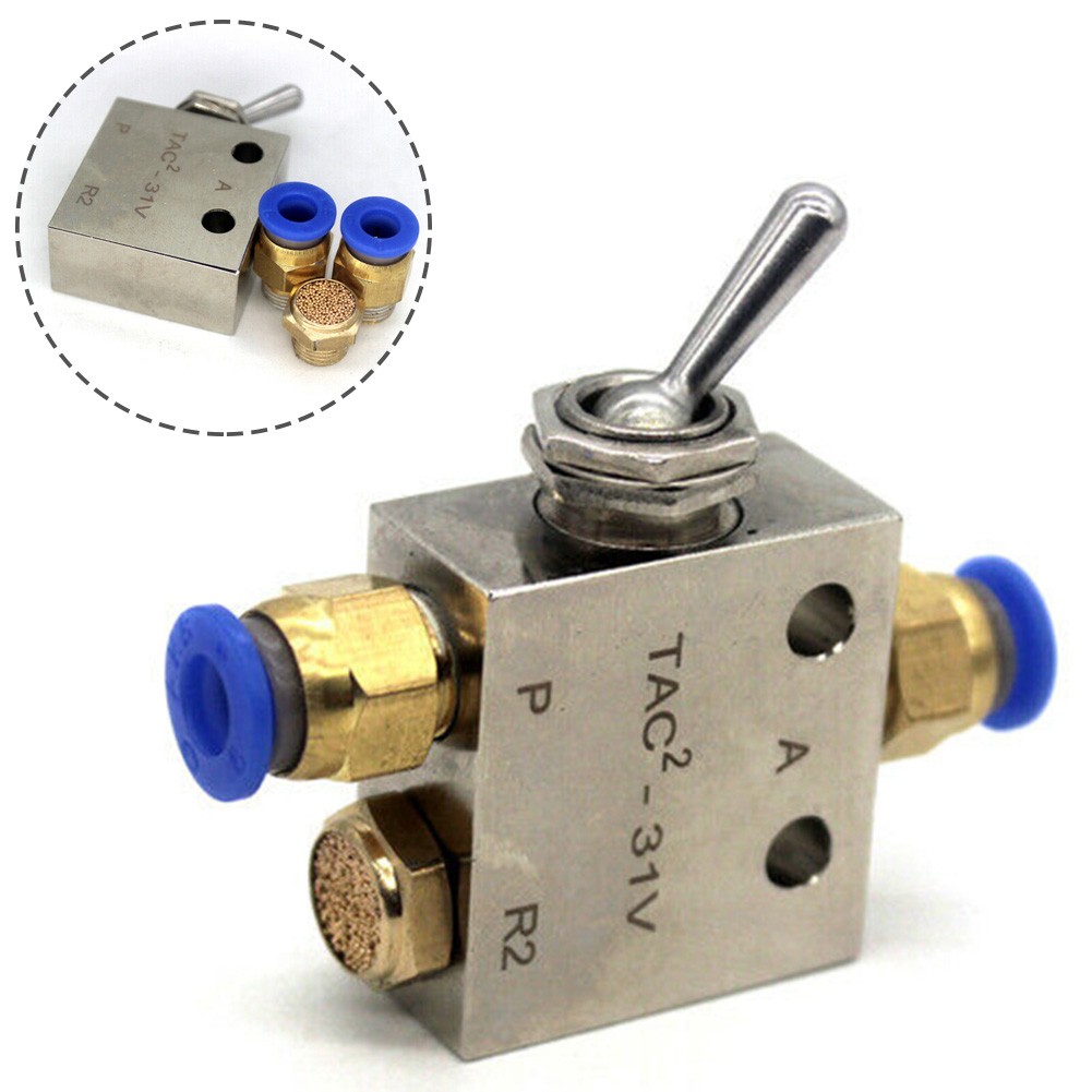 Hozzby 4 Pcs Tac2 31v Pneumatic Switching Valve 6mm Connector Muffler Toggles Mechanical Fitting Convenient Stainless Steel 【Ready Stock】