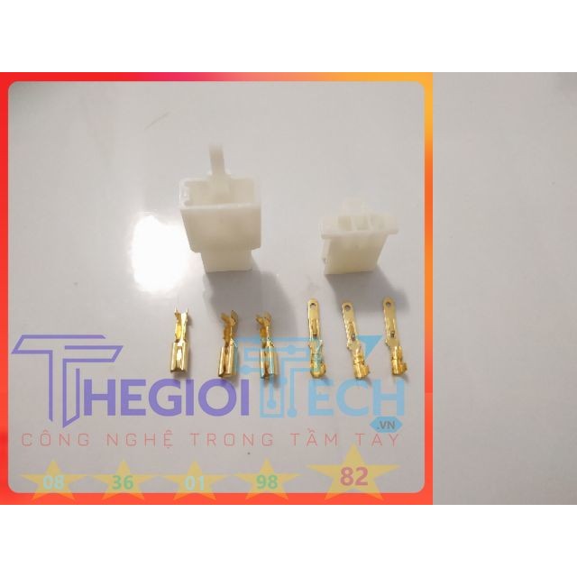 Combo 1 Bộ đầu nối 2.8 Jack kết nối dây điện 2.8mm 2P 3P 4P 6P 9P đầu đực+cái+Ghim, bấm dây cáp cho xe máy ô tô động cơ - Trọn bộ Đực+Cái+Kim - 3P (nối 4 lõi dây)