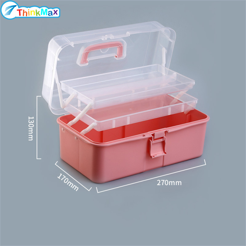 2023!!Three Layer Storage Box Folding Tool Box Portable Handled Storage Case Multipurpose Organizer For Art Craft Cosmetic