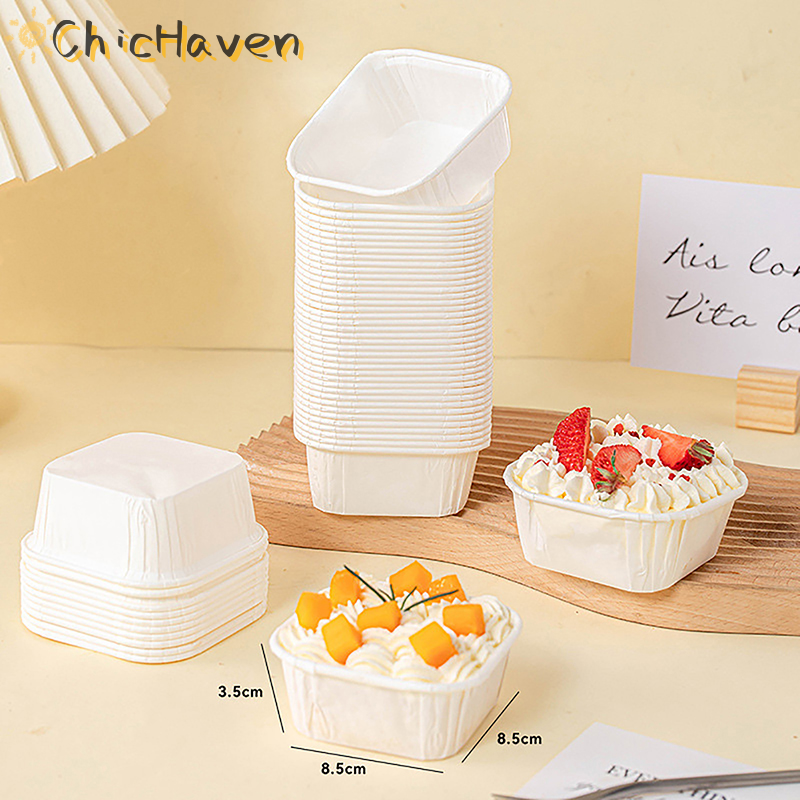 ChicHaven 50 cái bộ khuôn bánh hình vuông khuôn bánh mì khuôn bánh muffin cupcake cốc giấy cupcake l