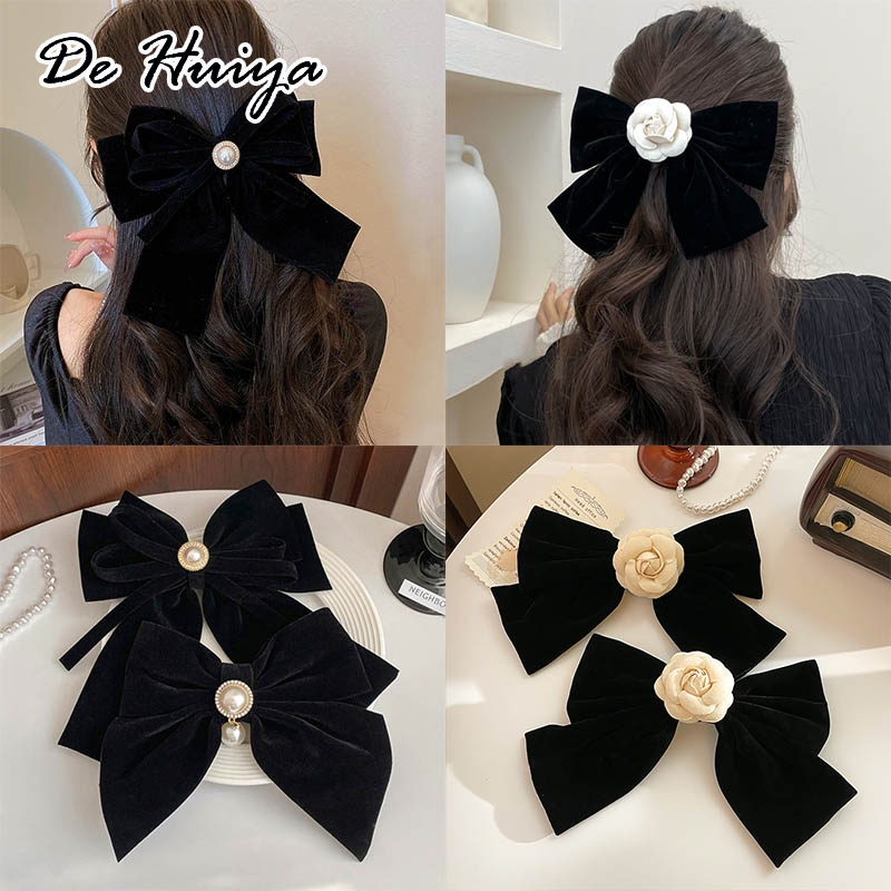 DEHUIYA กิ๊บติดผมผ้ากำมะหยี่สีดำทันสมัยเหมาะสำหรับผู้หญิง ราคา 12 บาท*ส่งฟรี