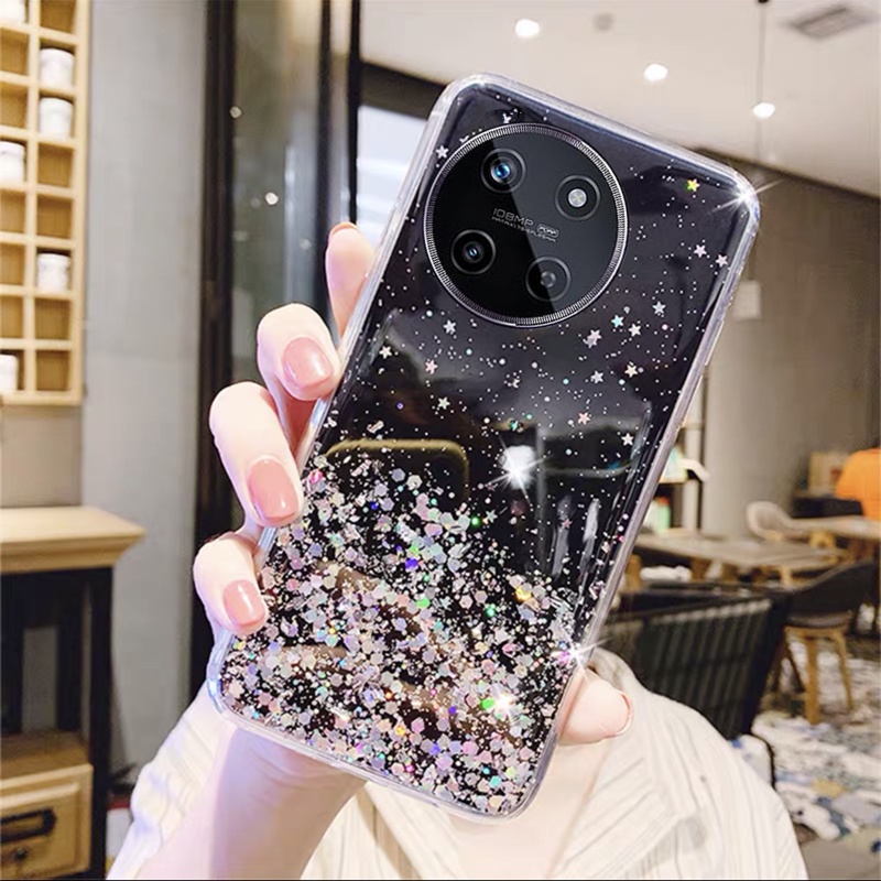 Hàng sẵn có điện thoại di động Trường hợp đối với realme11 NFC realmec51 Realme 11 NFC C51 4G 5g 2023 mới sequin lấp lánh Thiết kế bầu trời sao trong suốt Ốp lưng silicon mềm Bìa trường hợp