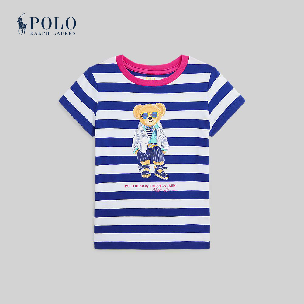 Polo Ralph Lauren Kids Girls Tee-Striped Polo Bear Cotton Jersey Tee CWPOTSHR8020367 400 Blue ราคา 4,700 บาท*ส่งฟรี