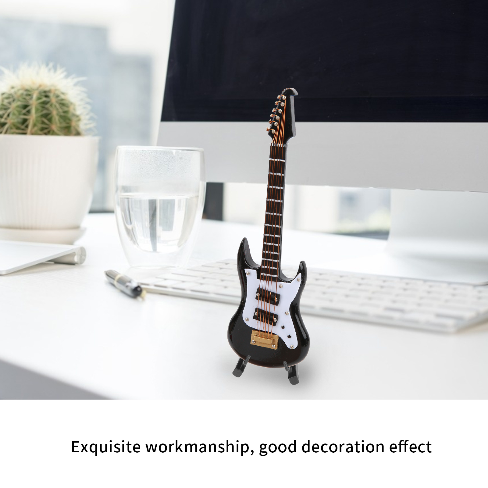 Dioche Mẫu Đàn Guitar Mini Tinh Tế Có Chân Đế - Nhạc Cụ Bằng Nhựa & Gỗ Chi Tiết Để Trưng Bày Máy Tính Để Bàn Và Bảo Vệ Hộp Bảo Quản