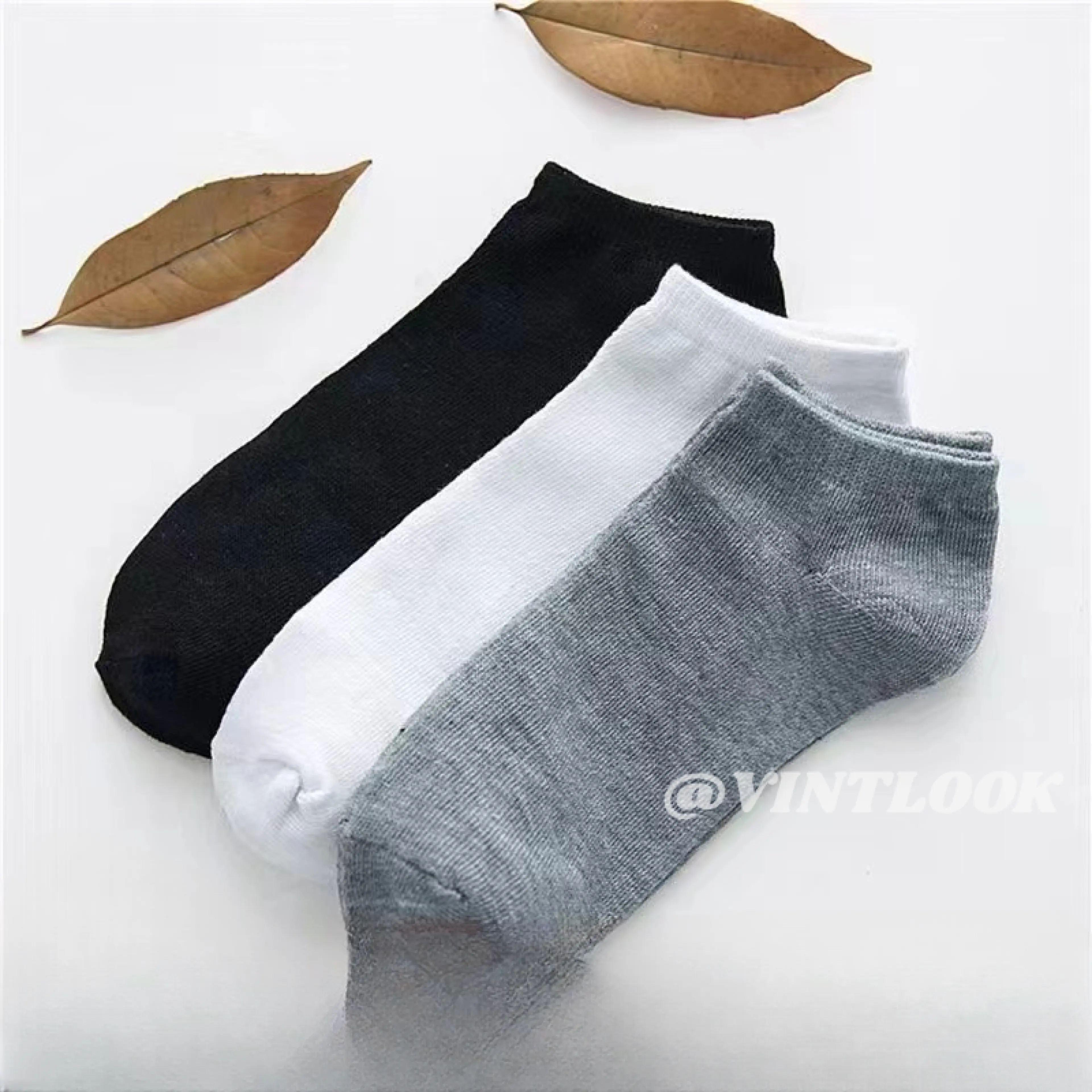 VINTLOOK Solid color boat socks men's light mouth socks men's and women's stall gifts sports socks, independently packaged stall socks