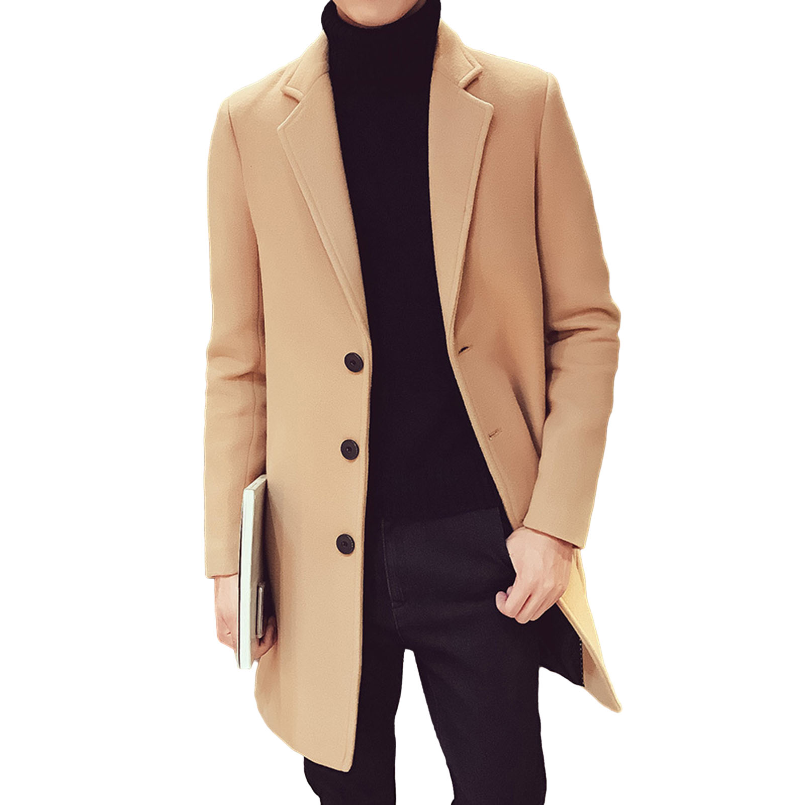 Wenchengbo nam giới áo khoác dáng dài nam giới áo khoác dày của nam giới Áo măng tô mùa đông ấm Windproof Cardigan áo cho Mùa Thu/Mùa Đông Yêu thích