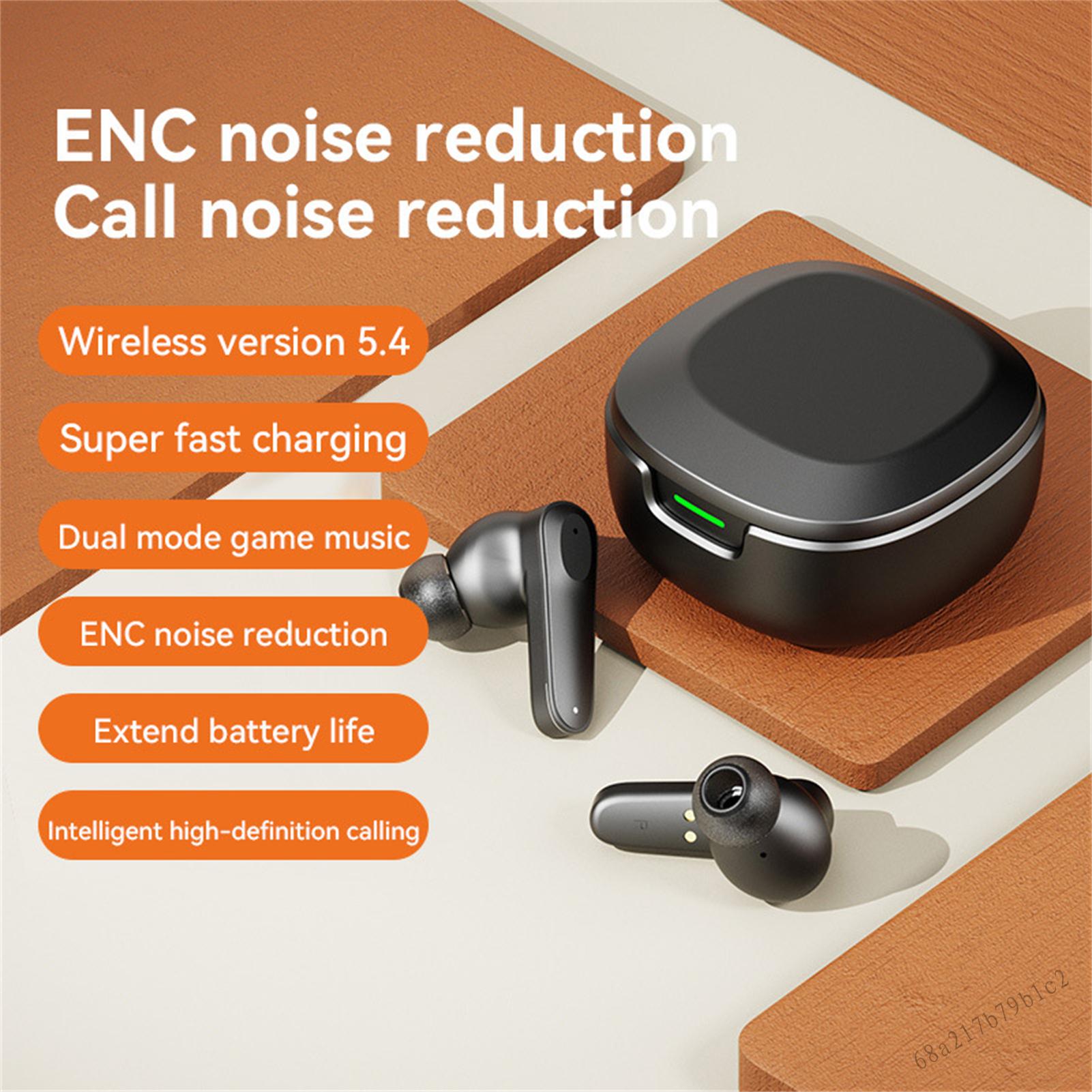 Không dây Bluetooth-Earts tai nghe Bluetooth-5.4 Giảm nhiễu tai nghe Tai nghe quà tặng sinh nhật thực tế cho bạn bè Gri-VN