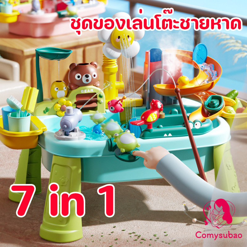 Comysubao Ready to Ship, 7in1 Water Toy Table, Beach Table Toy Set, Large Set, Various Functions Automatic Circulating Water System, Children's Toys ราคา 633 บาท*ส่งฟรี