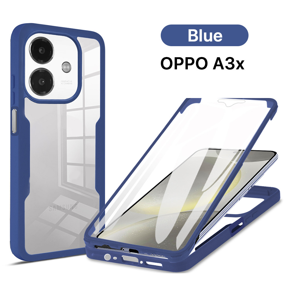 [2 IN 1] OPPO A3x Case OPPO A3 Built-in Screen Protector Shockproof Transparent Anti-Scratched Protect Camera 360˚ Full Body Heavy Duty Protective Phone Casing - Image 2